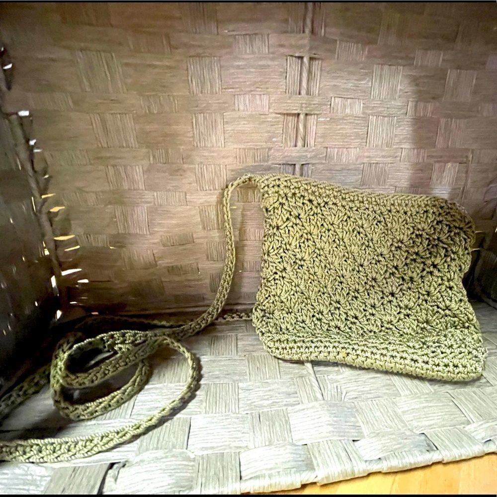 Light Green Hand Crochet Crossbody Purse